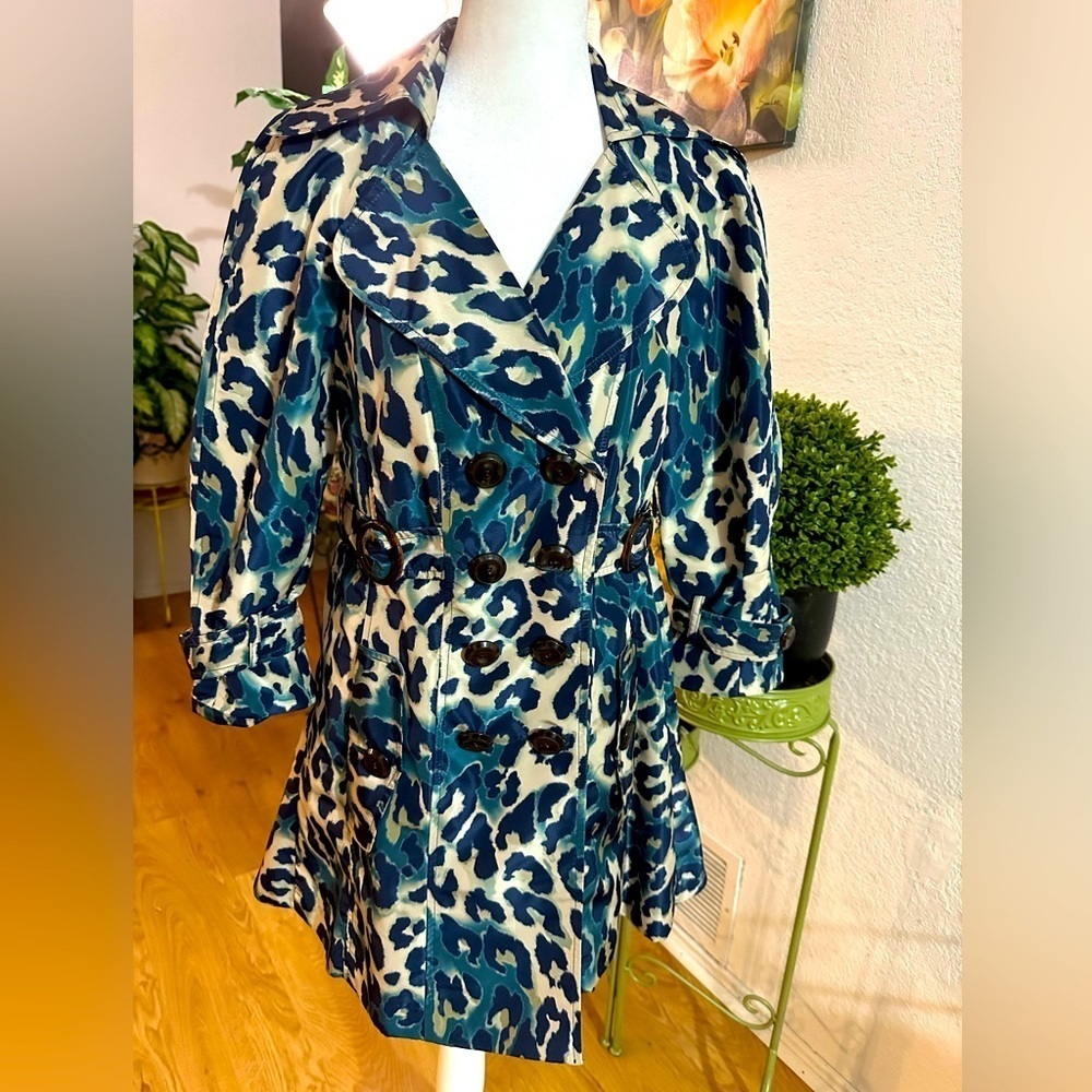 Nanette Lepore blue leopard print coat/jacket size 6